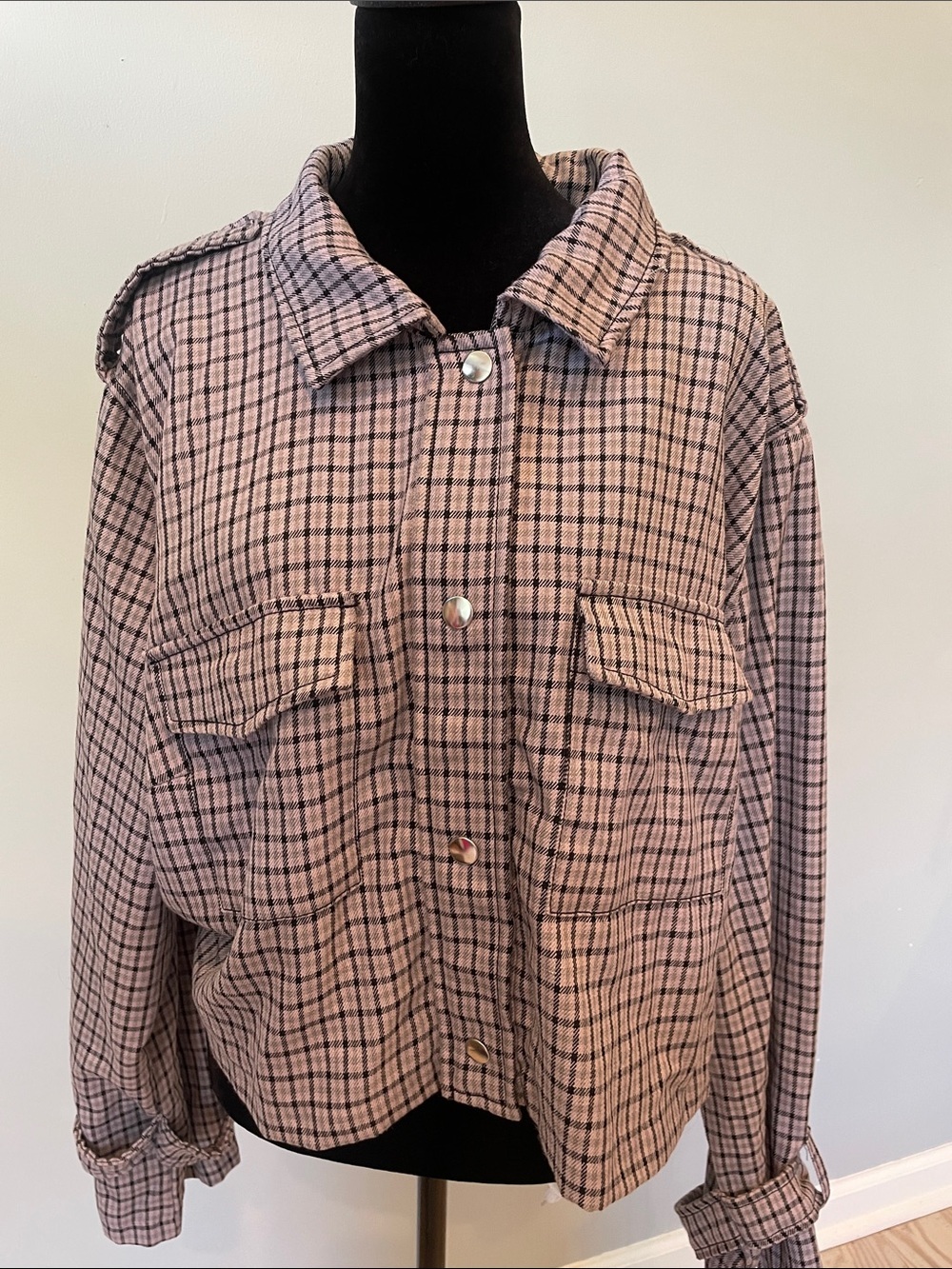 wild fable purple Plaid Button-Down Shirt Jacket